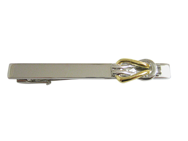 Gold and Silver Toned Knot Square Tie Clip