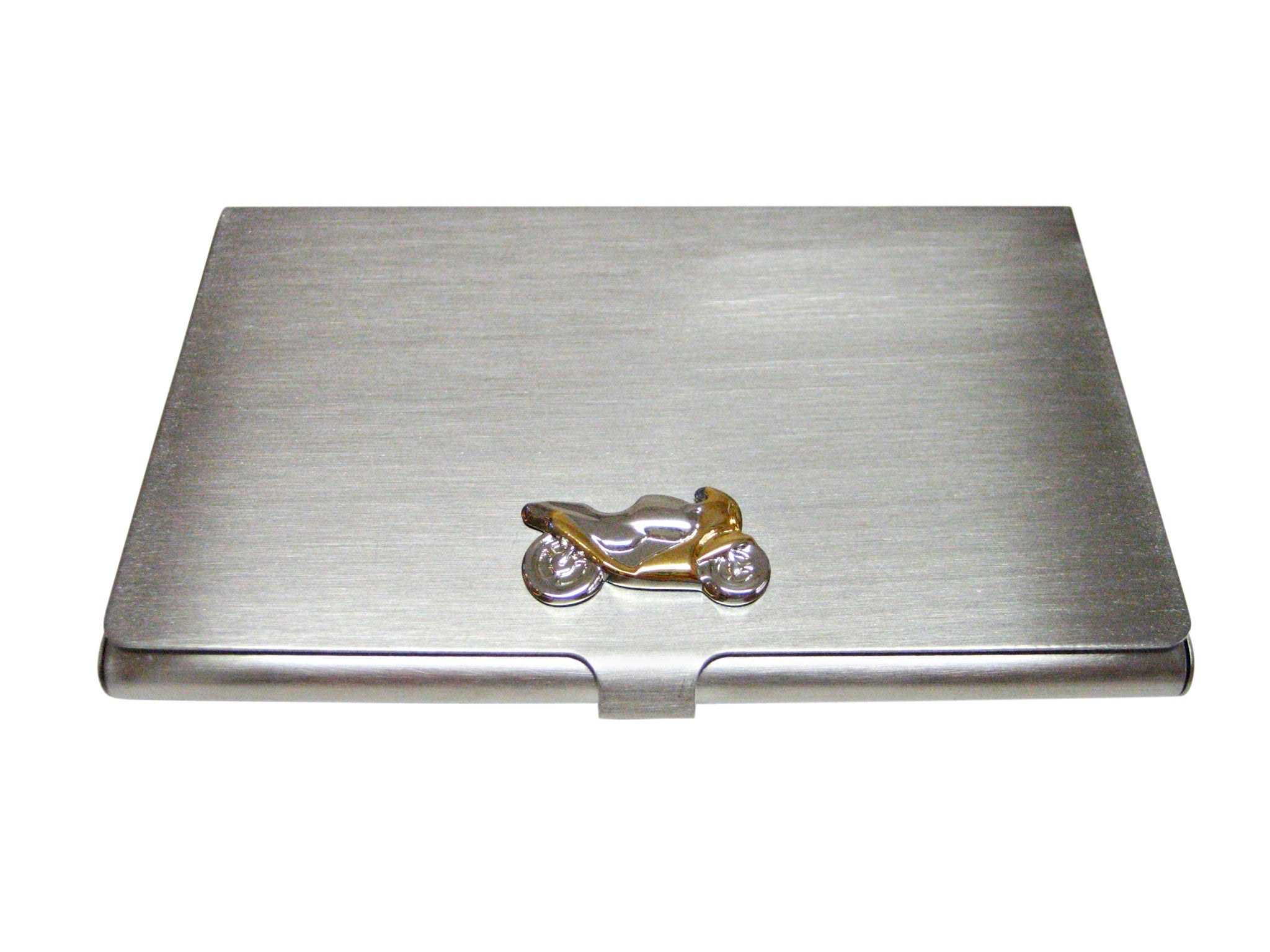 Gold and Silver Toned Motorcycle Business Card Holder