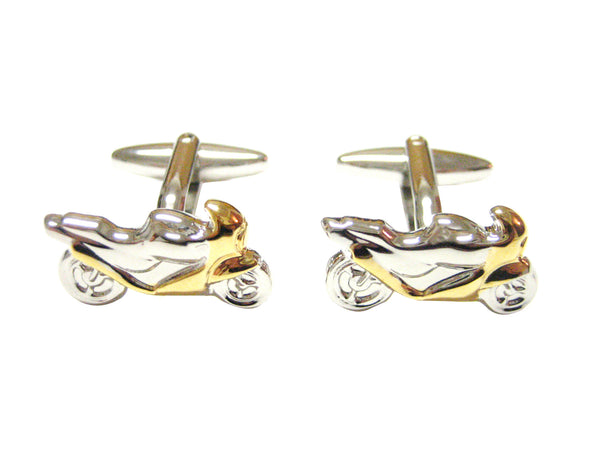 Gold and Silver Toned Motorcycle Cufflinks