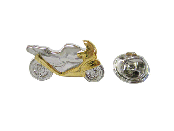 Gold and Silver Toned Motorcycle Lapel Pin