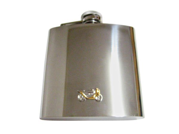 Gold and Silver Toned Motorcycle 6 Oz. Stainless Steel Flask