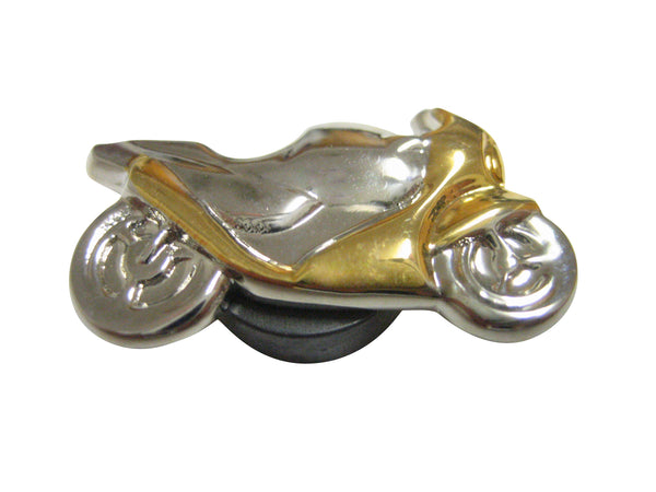 Gold and Silver Toned Motorcycle Magnet