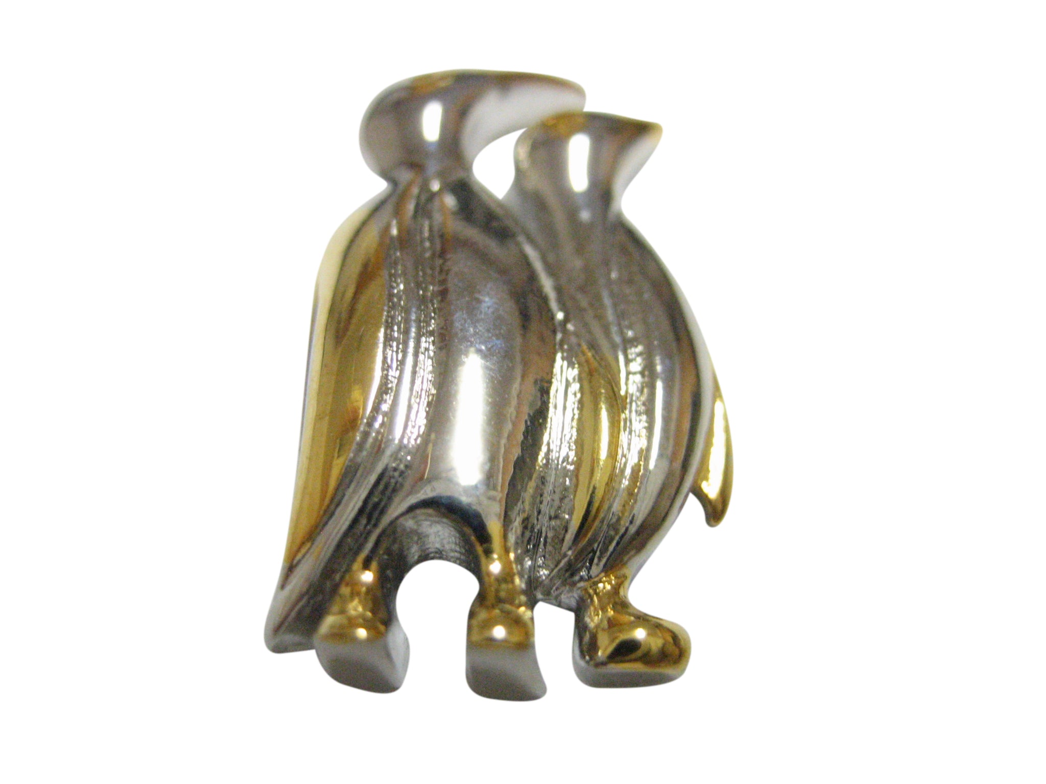 Gold and Silver Toned Penguin Birds Magnet