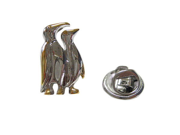 Gold and Silver Toned Penguins Lapel Pin