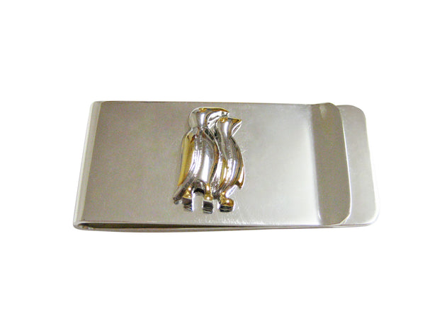 Gold and Silver Toned Penguins Money Clip
