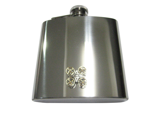 Gold and Silver Toned Quadcopter Drone 6oz Flask