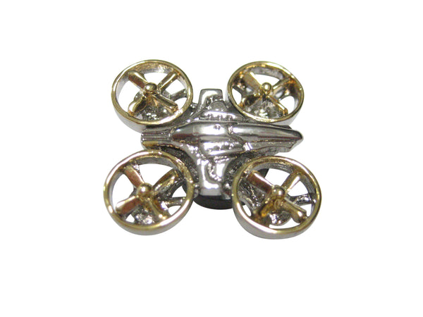 Gold and Silver Toned Quadcopter Drone Magnet
