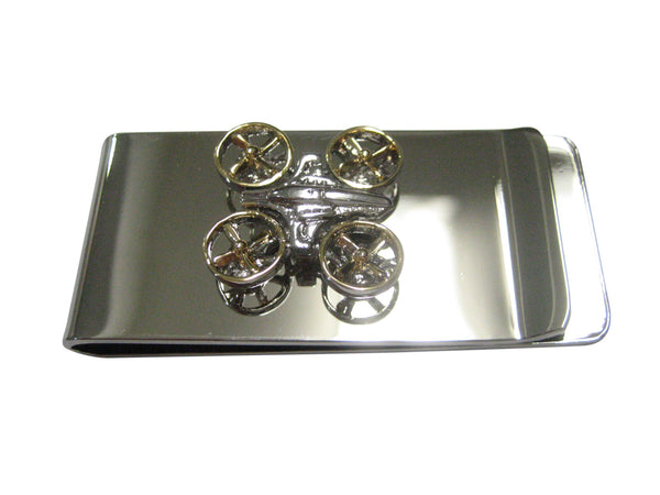 Gold and Silver Toned Quadcopter Drone Money Clip