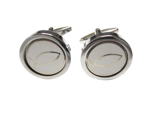 Gold and Silver Toned Religious Ichthys Fish Cufflinks