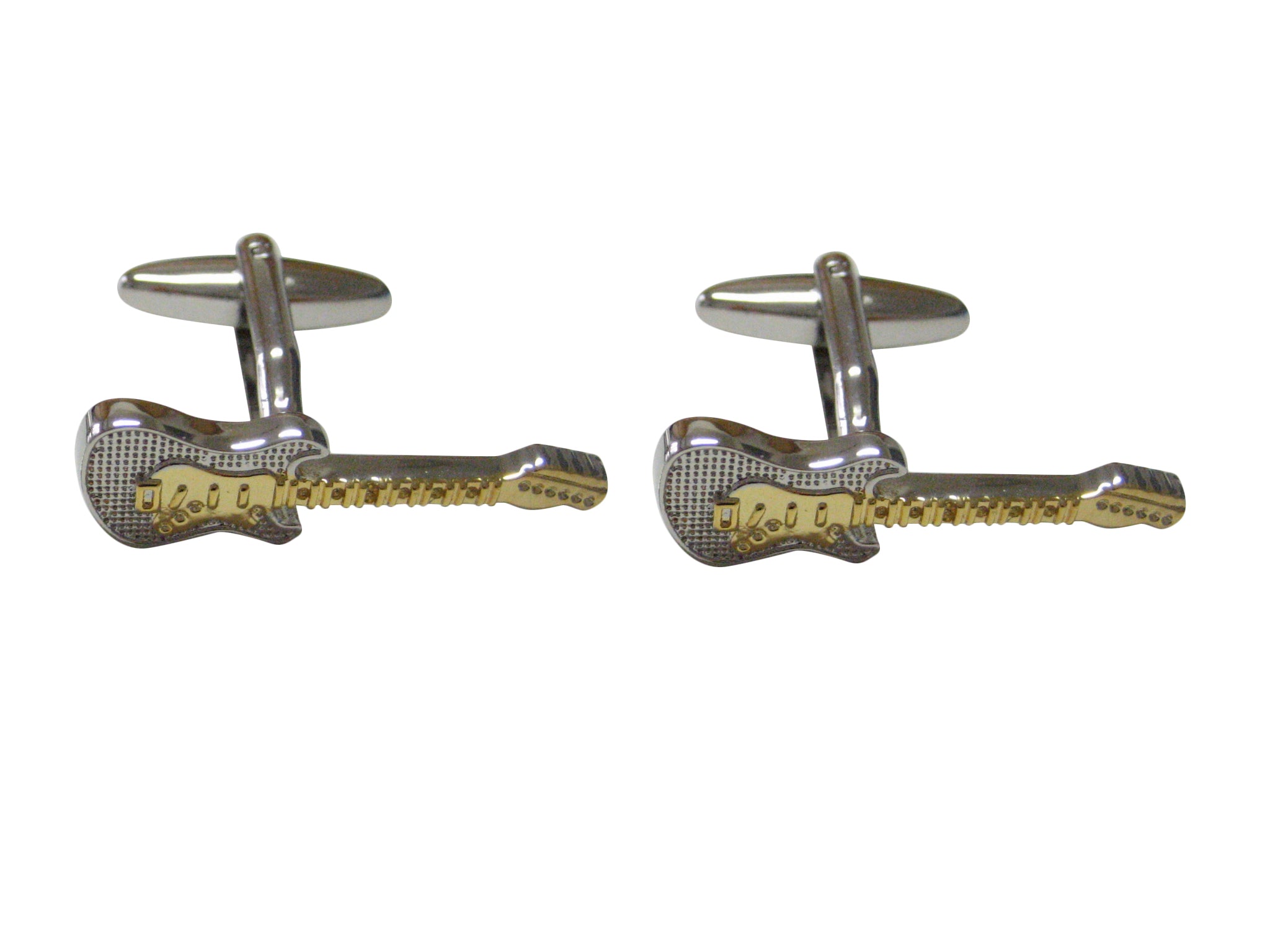 Gold and Silver Toned Rocker Guitar Cufflinks