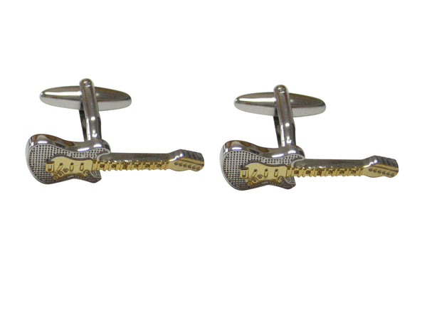 Gold and Silver Toned Rocker Guitar Cufflinks