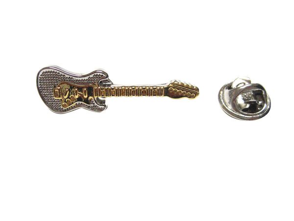 Gold and Silver Toned Electric Guitar Musical Instrument Lapel Pin