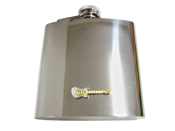 Gold and Silver Toned Rocker Guitar 6 Oz. Stainless Steel Flask