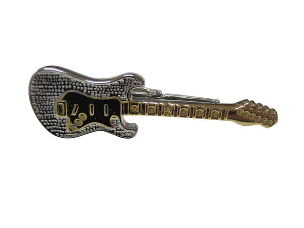 Gold and Silver Toned Full Size Electric Guitar Tie Clip