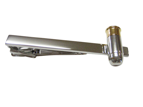 Gold and Silver Toned Rounded Bullet Square Tie Clip