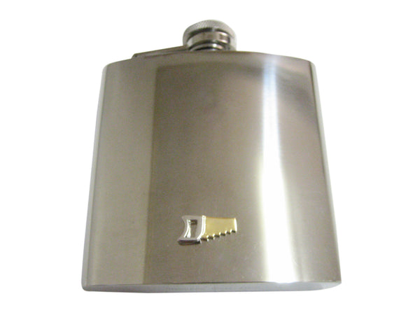 Gold and Silver Toned Saw Tool 6 Oz. Stainless Steel Flask