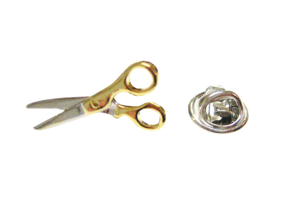 Gold and Silver Toned Scissor Lapel Pin