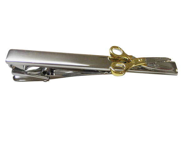 Gold and Silver Toned Scissor Square Tie Clip