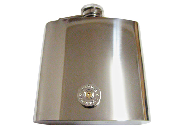 Gold and Silver Toned Shot Gun Shell Design 6 Oz. Stainless Steel Flask