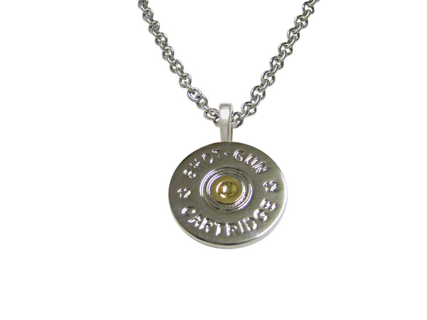 Gold and Silver Toned Shot Gun Shell Design Pendant Necklace