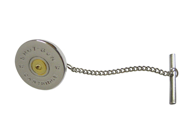Gold and Silver Toned Shot Gun Shell Design Tie Tack