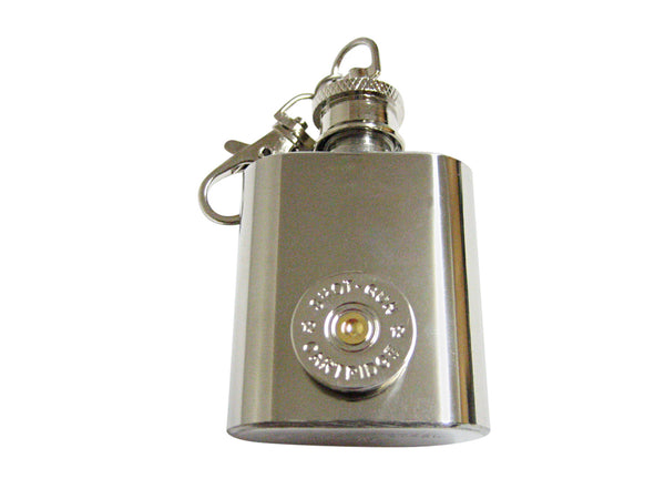 Gold and Silver Toned Shotgun Shell Design 1 Oz. Stainless Steel Key Chain Flask