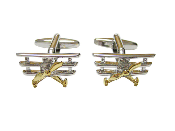 Gold and Silver Toned TriPlane Cufflinks