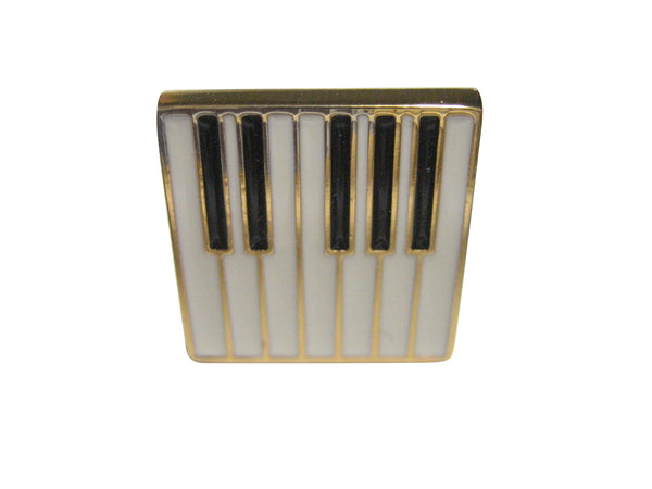 Gold and White Toned Musical Piano Key Adjustable Size Fashion Ring
