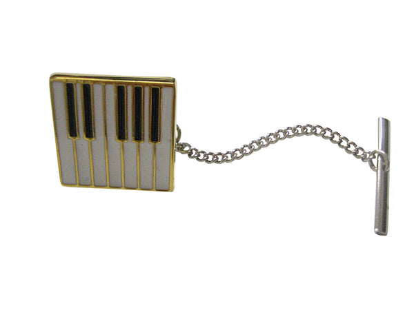 Gold and White Toned Piano Key Tie Tack