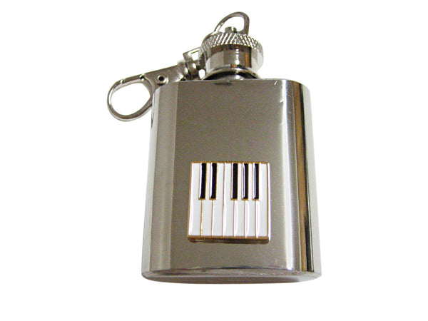 Gold and White Toned Square Piano Key Design 1 Oz. Stainless Steel Key Chain flask