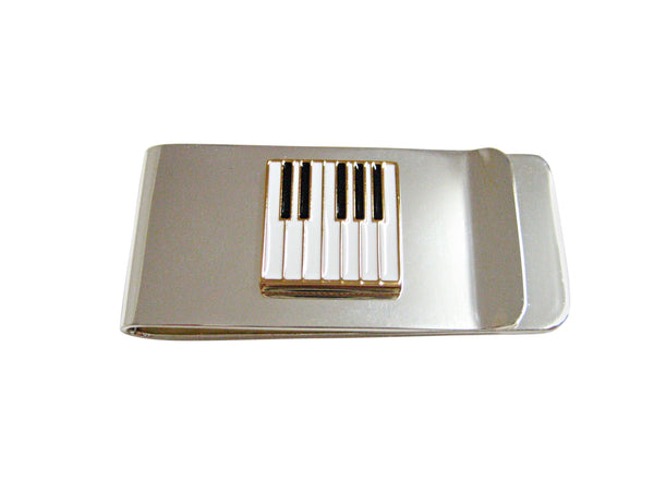 Gold and White Toned Square Piano Key Design Money Clip