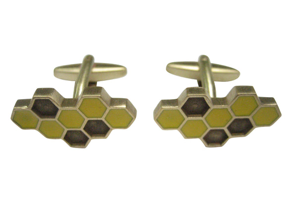 Gold and Brown Toned Honey Bee Honey Comb Cufflinks
