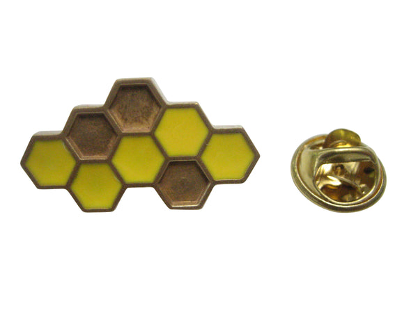 Gold and Brown Toned Honey Bee Honey Comb Lapel Pin