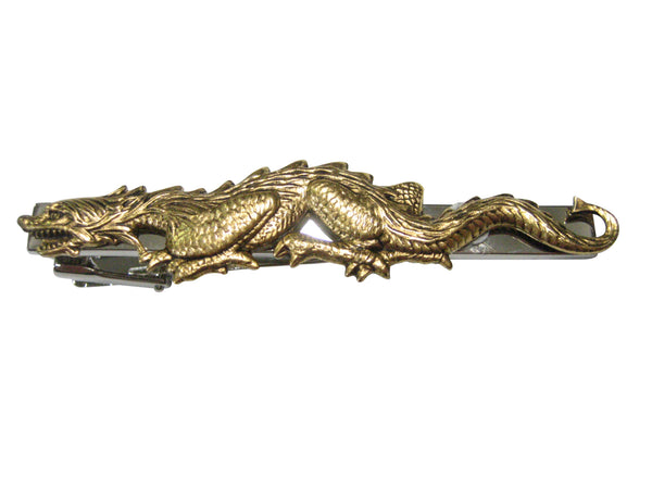 Gold and Silver Toned Fierce Dragon Tie Clip