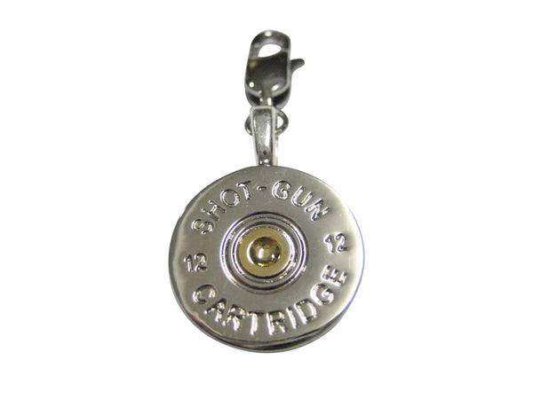 Gold and Silver Toned Shotgun Shell Design Pendant Zipper Pull Charm