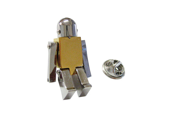 Golden Chrome Robot Lapel Pin