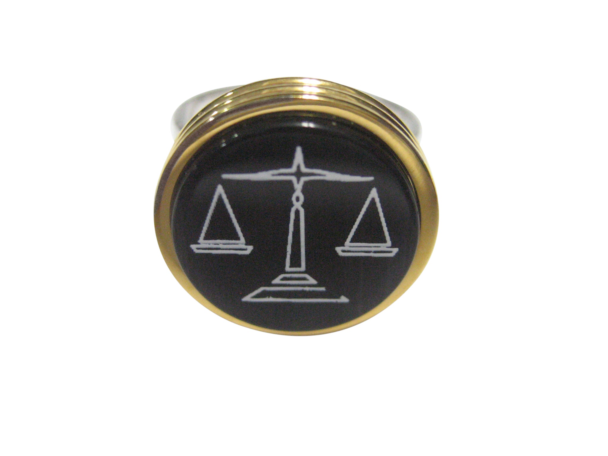 Golden Scale of Justice Law Adjustable Size Fashion Ring