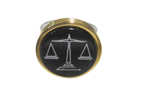 Golden Scale of Justice Law Adjustable Size Fashion Ring