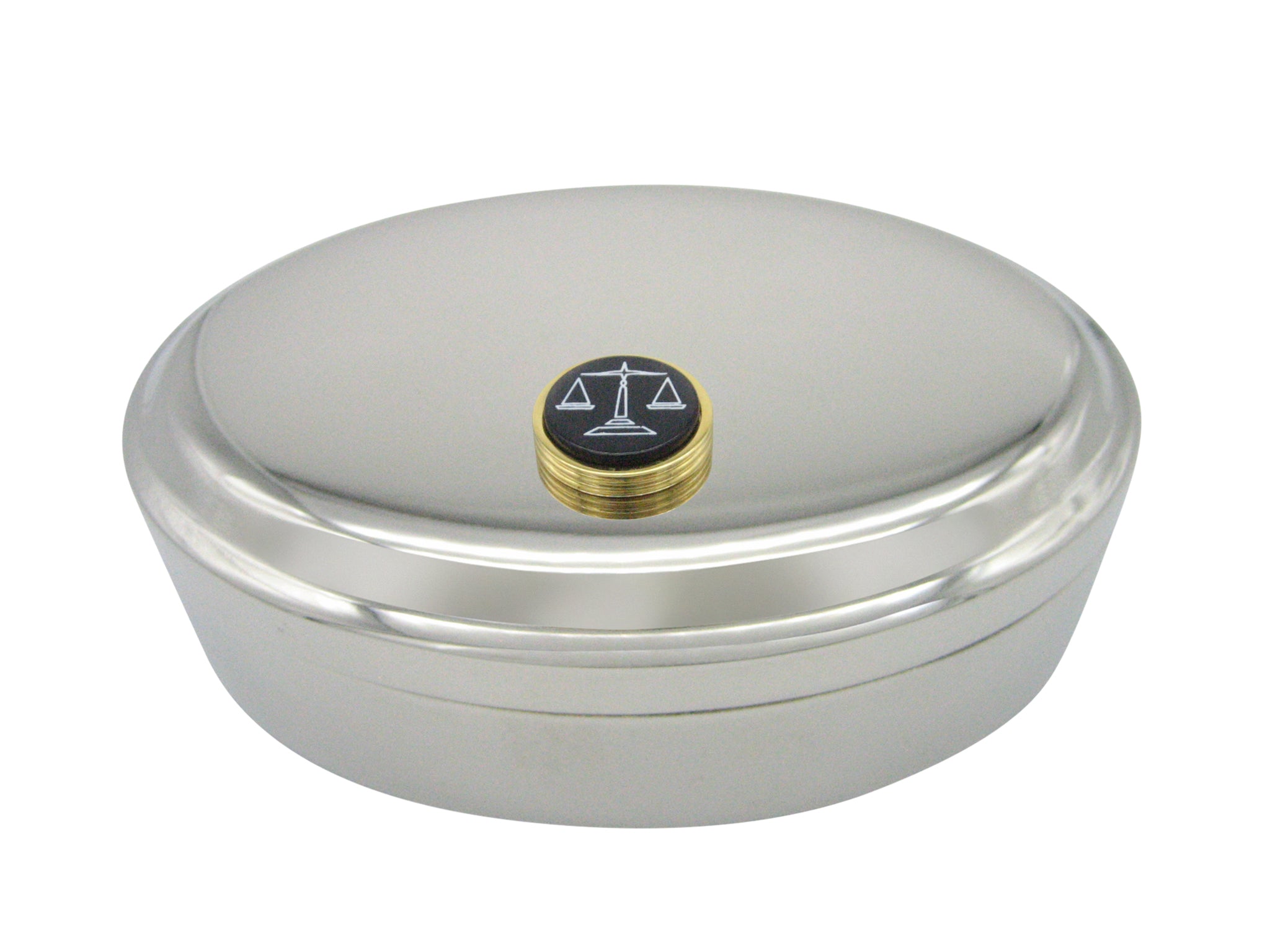 Golden Scale of Justice Law Pendant Oval Trinket Jewelry Box