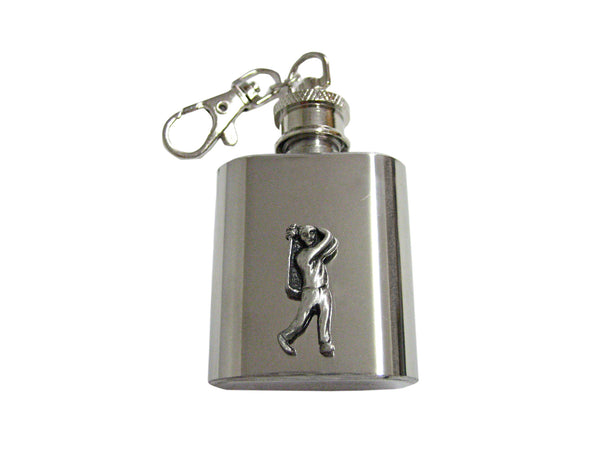 Golfer 1 Oz. Stainless Steel Key Chain Flask