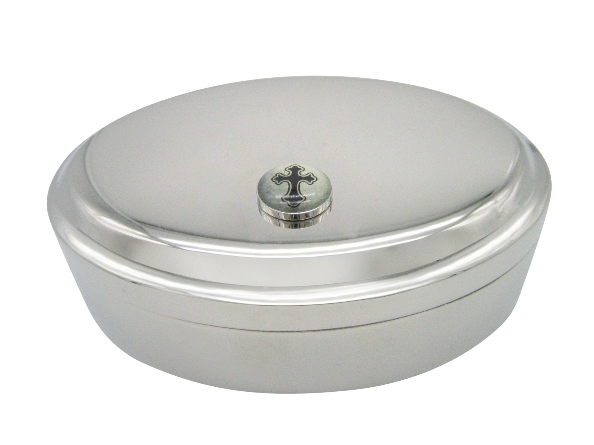 Gothic Cross Pendant Oval Trinket Jewelry Box