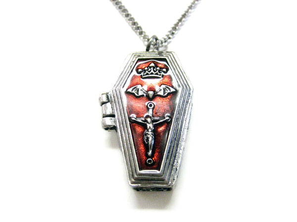 Gothic Red Coffin Pendant Necklace