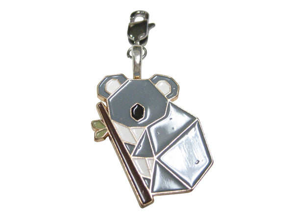 Gray Toned Origami Climbing Koala Pendant Zipper Pull Charm