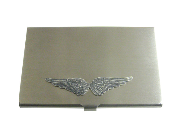 Gray Toned Angelic Wing Pendant Business Card Holder