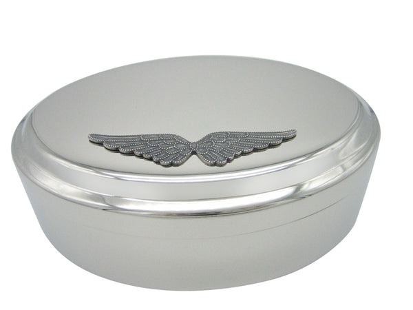 Gray Toned Angelic Wing Pendant Oval Trinket Jewelry Box