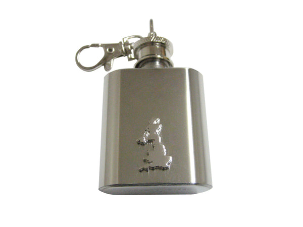 Great Britain Map Shape 1 Oz. Stainless Steel Key Chain Flask