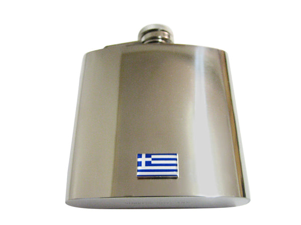 Greece Flag Pendant 6 Oz. Stainless Steel Flask