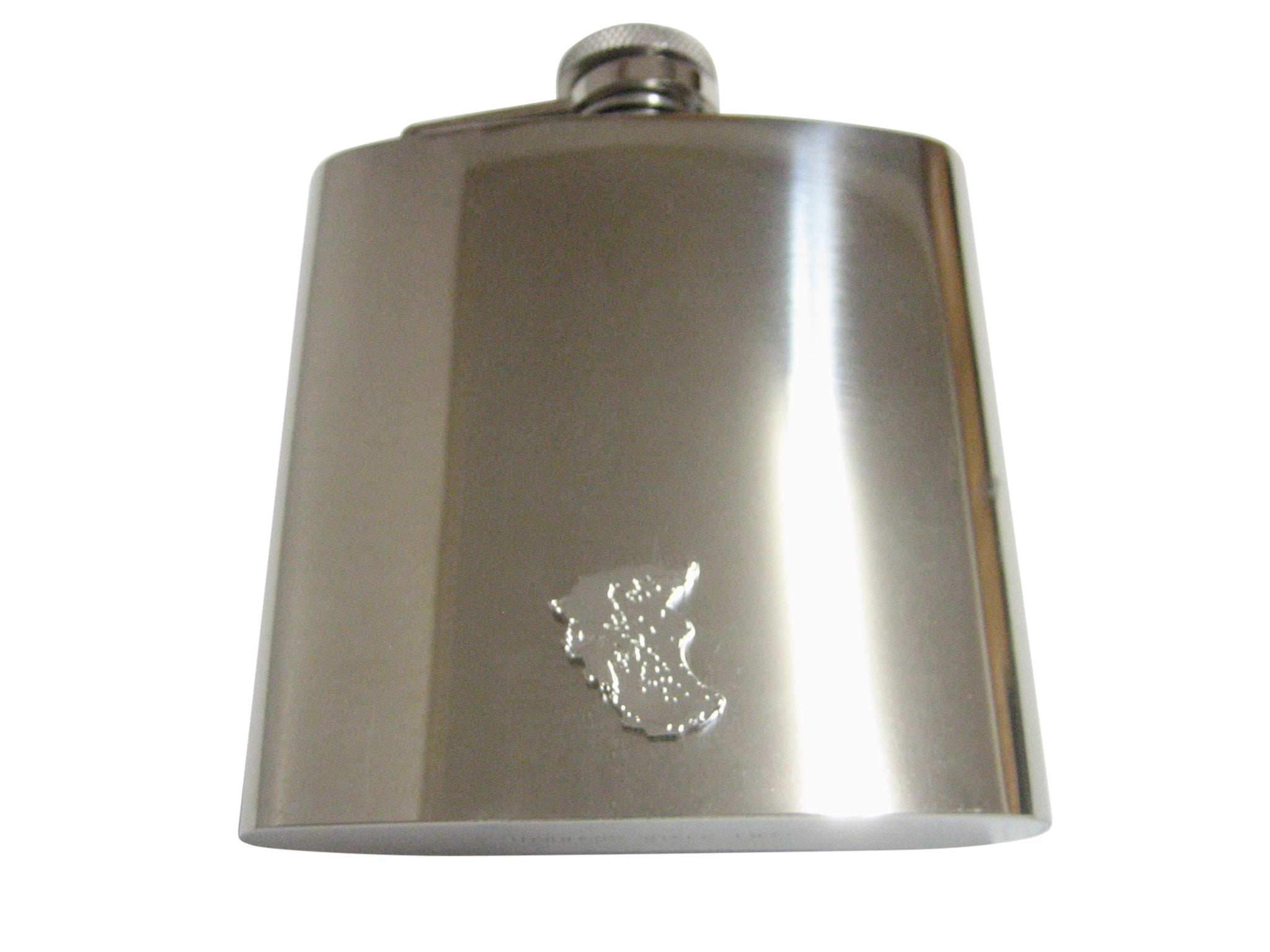 Greece Map Shape Pendant 6 Oz. Stainless Steel Flask