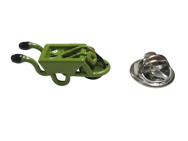 Green Gardening Wheelbarrow Lapel Pin