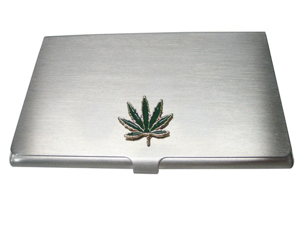 Green Marijuana Weed Leaf Business Card Holder